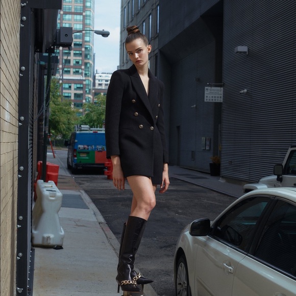 ZARA | NWT BLACK DOUBLE BREASTED LONG BLAZER - Picture 13 of 13